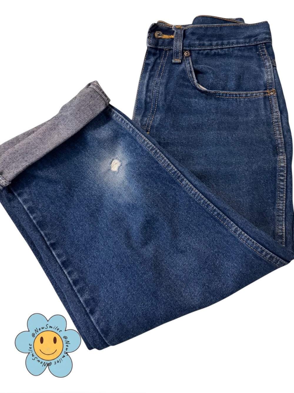 Dickies ~Classic Blue Denim ~5 Pocket Design ~Belt Loops ~Unisex ~ Cuff at Ankle